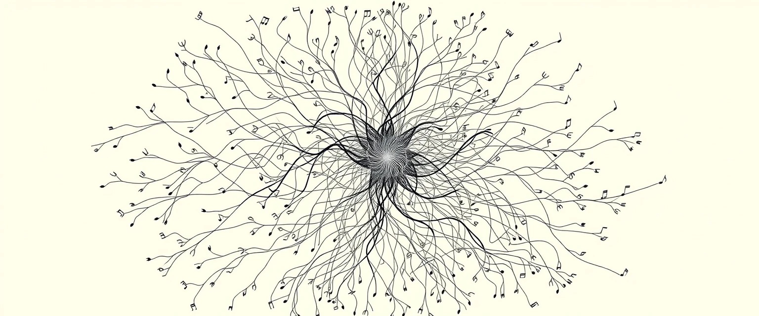 Captura de pantalla de una interfaz de usuario de software de composición con IA, mostrando controles intuitivos